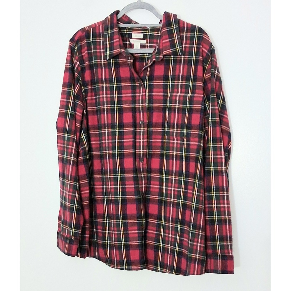 LL Bean Shirt Women's Size 3X Plaid Flannel Long Sleeve Button Down‎ Pre-owned